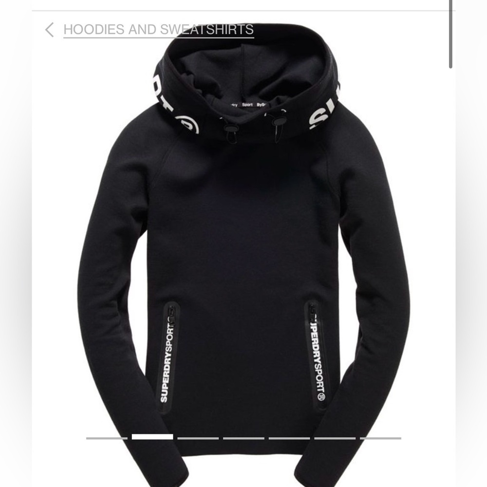 Superdry Gym Tech Cowl Hoodie with White Logo Accents - Picture 6 of 7